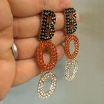 Rhinestone “BOO” Halloween Dangle Earrings – Black, Orange & Clear Black Photo 1