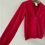 Lacoste Cotton Blend Vneck Cardigan in Vibrant Pink Size 40 Photo 1