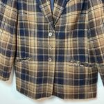 White Stag Wool Blend Plaid Blazer Jacket Brown Navy Classic Preppy Size 12 Academia Work Photo 4