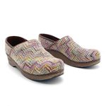 Sanita Professional Valborg Closed Back Clog Purple Rainbow Textile Knit Size 38 Tan Photo 2