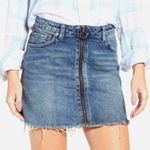 We The Free Free People Front Zip Mini Raw Hem Denim Jean Skirt Size 25 Photo 0