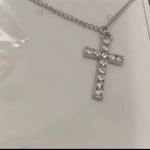 Silver Cubic Zirconia Cross Pendant Necklace for Women Photo 7
