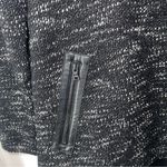 Alice + Olivia black white tweed high low leather trim wool zip front jacket XS Photo 6