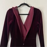 Black Halo  l Maroon Velvet Long Sleeve V Neck Mini Cocktail Bodycon Dress Size 0 Photo 8