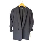 Gianni Bini Navy Blue Jemma Ruched 3/4 Sleeve Shawl Collar Twill Boyfriend Blaze Photo 4