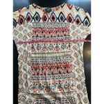 Angie  Boho Southwestern Geometric Print Beaded Peasant Top Medium Dolman Sleeves Photo 5