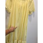 Vintage Elegant Yellow Gingham Nightgown House Robe Puff Sleeve Med Photo 8
