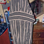 American Eagle Black and Cream Striped Halter Dress Photo 0