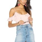 LPA / Revolve Cold Shoulder Ruffle Bodysuit 182 in Peony Photo 8