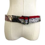 Patchwork Fabric Belt Rustic Bee Embroidery Whimsical Green Photo 0