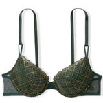 Victoria's Secret Victoria’s‎ Secret Green Plaid Gold Shimmer Lightly Lined Demi Bra size 38DD Photo 0