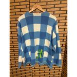 Talbots Blue White Checkered Palm Tree Embroidered Button Front Cardigan Size 2X Photo 1