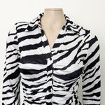 Tiger Mist [] Ryanna Zebra Print Collared Ruched Long Sleeve Mini Dress Sz Small Photo 10