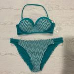 BP Teal Green White Chevron Geometric Zig Zag Bikini Top Size XS Small NEW w/TAG Photo 1