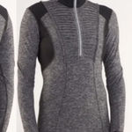 Lululemon Gray Black Quarter Zip Run Your Heart Out Pullover Women's size 2 Photo 0
