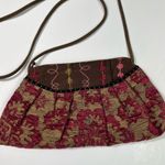 Maruca Handmade Colorado Pink Needlepoint Floral Embroidered Full Zip Crossbody Brown Photo 1
