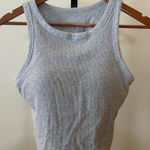 Uniqlo  Ribbed Cropped Tank Top Built in Bra Padded Cami Brami Crop Gray Size M Photo 0