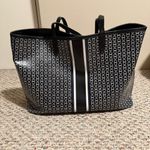 Tory Burch Gemini Link Canvas Tote Navy Black Striped Chain Print Large Bag Photo 10
