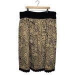 Black and Tan Beige Paisley Skirt with Lace Trim NWT Cotton‎ Plus Size Size 2X Photo 1