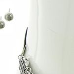 SILVER TONE BLACK LEATHERETTE CHOKER SET Photo 1