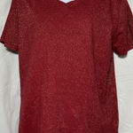 Laura Scott  Crinkle Short Sleeve Red Metallic T-Shirt Size XL Photo 0