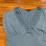 Banana Republic  Womens Top Blue Cap Sleeve Ruffle V Neck Blouse Size Small VNeck Photo 1