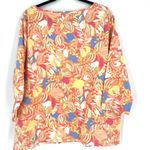 Talbots  Tee 3/4 Sleeve Boat Neck Shirt Knit‎ Stretch Floral Orange Size 2X Photo 2