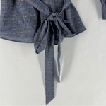 Draper James  Size 4‎ Multicolor Polka Dot Lightweight Chambray V Neck Wrap Top Photo 3