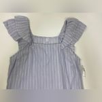 Old Navy  Blue and White Striped Shirt Ruffle Shoulder Size M NWT Photo 6