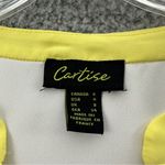 Cartise Long Sleeve V Neck Zipper Blouse White Yellow Semi Sheer Women's 4 Photo 3