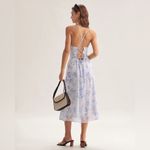 Rihoas Blue Floral Halter Midi Dress Size M Photo 2