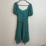 Anthropologie  Puff Sleeve Cut Out Midi Dress Green 4 Photo 1