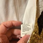 La Femme  white, gold, & black striped sequin open back one shoulder gown Photo 8