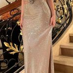 Meshki -  Stassie embellished Nude Strapless Flower Rose Diamante Maxi Dress Photo 7