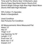 Time & Tru Shorts Size 14 Women's Jean Shorts Paper Bag Waist Denim Shorts EUC Photo 3