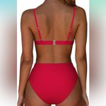 SUUKSESS New Women High Waisted High Cut Bikini Triangle Two Piece Swimsuit M Red Size M Photo 1