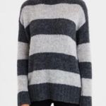 American Eagle Jegging Fit Gray Striped Plush Oversized Sweater Photo 0