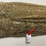 Mac Duggal BEADED embellished FLORAL SLEEVELESS GOWN in gold with slit size 2 Photo 9