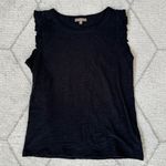 Lilla P. Cotton Ruffle Sleeve Tank Sz Small Black Photo 1