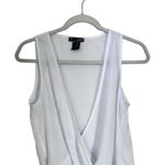 AQUA Womens Sz S White Semi Sheer Cropped Sleeveless V-Neck Tie Blouse Shirt Top Photo 1