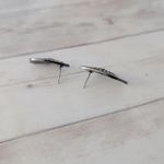 Vintage Stud Earrings Dark Grey with Gems Retro Statement Gray Photo 5