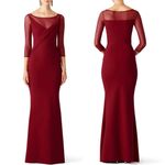 Chiara Boni  Gown Alidora Mesh Quarter‎ Sleeve Maxi Dress Red Size 42 (6) Photo 1