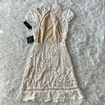 Lulus  Women’s high neck lace open back dress in cream/ ecru size XS Photo 4