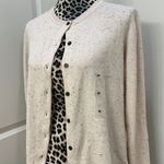 Karen Scott Nwt  Jersey Cardigan Sweater Walnut Heather Combo Cream Photo 1