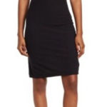 James Perse  Black Ruched Sheath Midi Dress Photo 0
