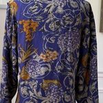 Vintage 90s Sandra Roth 100% Silk Double Breasted Blouse Floral Filagree 12 Purple Photo 1