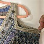 Cecilia Prado Crochet Lace Cold Shoulder V Neck Metallic Maxi dress Photo 8