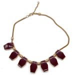 Statement Necklace with Gold Tone chain With Glass Maroon Beads Photo 2