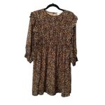 Ba&sh Sandra Ruffled Georgette Mini Dress In Brown Carbone Sz Medium Photo 2