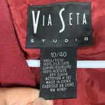 Via Seta Studio Red Blazer Jacket Skirt SILK Size 10/12 GUC Photo 10